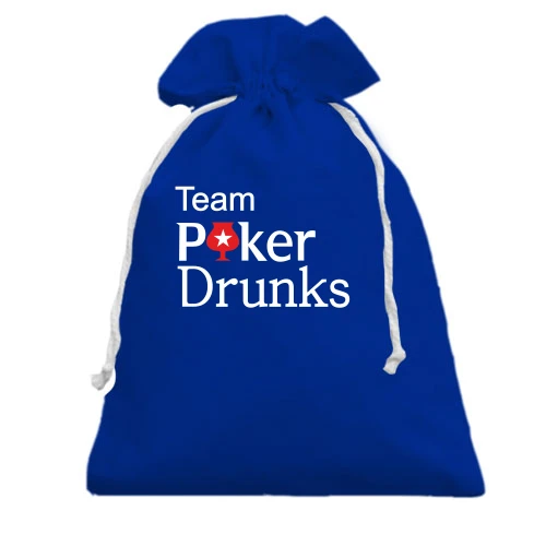 Подарочный мешочек, Голубой, Team Poker Drunks