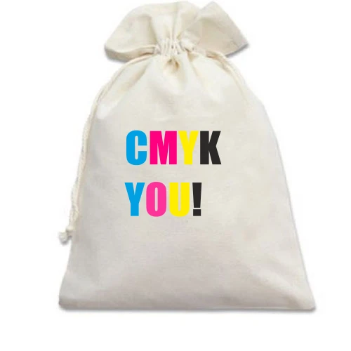 Подарочный мешочек, белый, CMYK YOU!