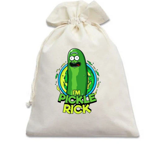 Подарунковий мішечок, білий, pickle Rick