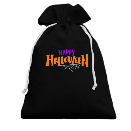 Подарочный мешочек, Черный, Happy Halloween (надпись)