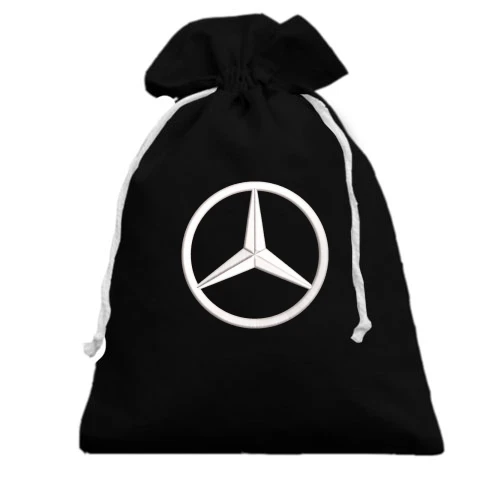 Подарочный мешочек, черный, Mercedes с вышитым логотипом