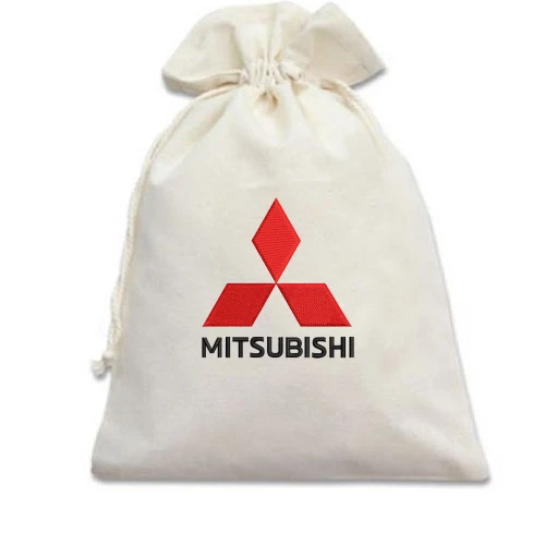 Подарочный мешочек, белый, с лого Mitsubishi