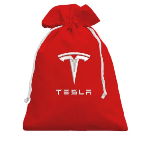 Подарочный мешочек, красный, Tesla — вышитый логотип