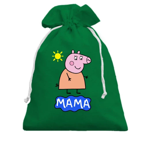 Подарочный мешочек, зеленый, Мама Свинка (свинка Пеппа)
