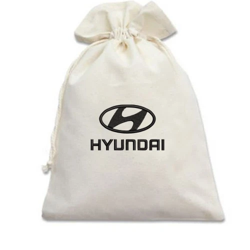 Подарочный мешочек, белый, с вышитым логотипом Hyundai