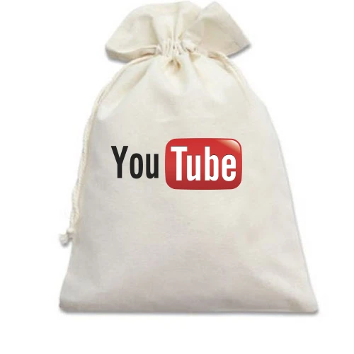 Подарочный мешочек, белый, с логотипом YouTube
