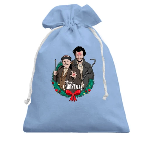 Подарочный мешочек, Голубой, Merry Christmas (Грабители Один Дома)