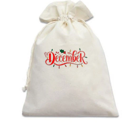 Подарочный мешочек, Белый, Desember - New Year Style