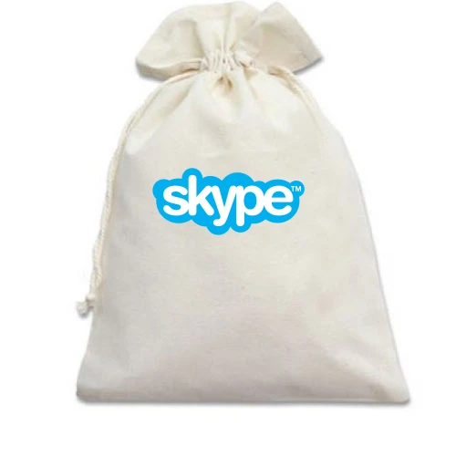 Подарочный мешочек, белый, Skype