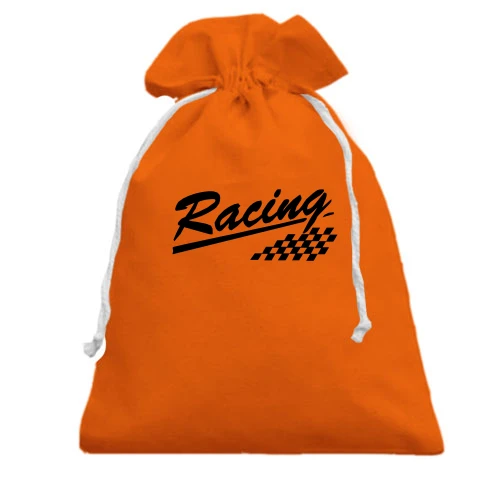 Подарочный мешочек с надписью Racing и гоночным клетчатым флагом