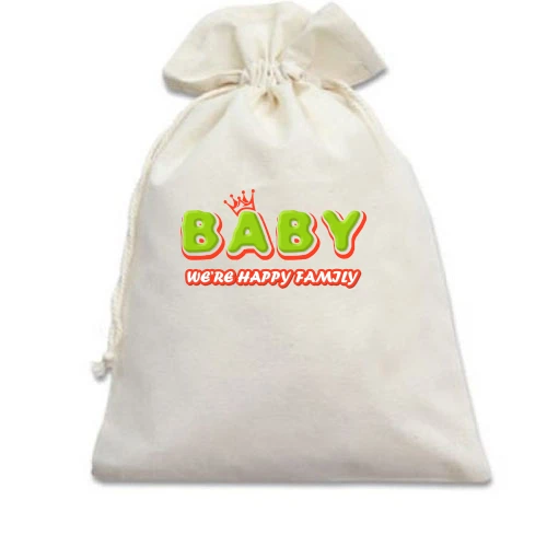 Подарочный мешочек, белый, Baby we`re happy family