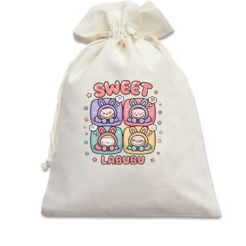 Подарочный мешочек, белый, Sweet Labubu