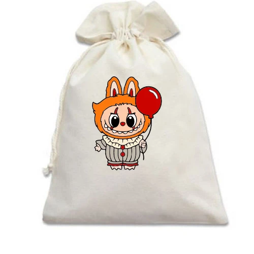 Подарочный мешочек, белый, Labubu Pennywise