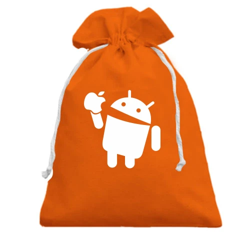 Подарочный мешочек, красный, Apple VS Android.