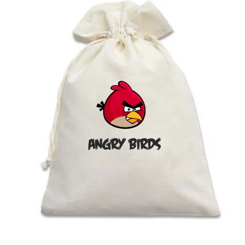 Подарунковий мішечок із зображенням червоної пташки Реда та написом «Angry Birds»