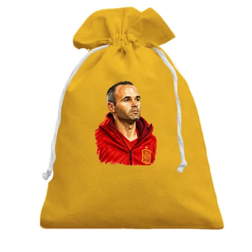 Подарочный мешочек, желтый, Andrés Iniesta