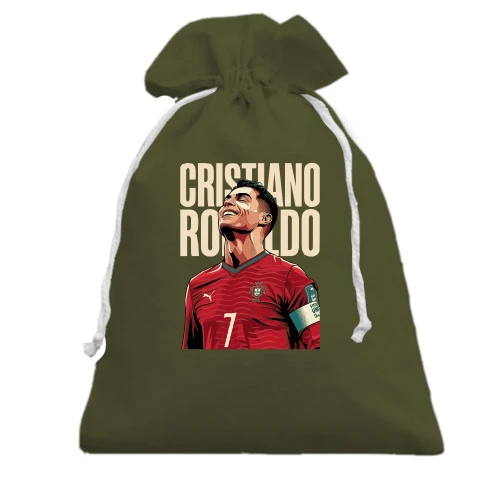 Подарунковий мішечок, Хакі, з принтом «Cristiano Ronaldo»