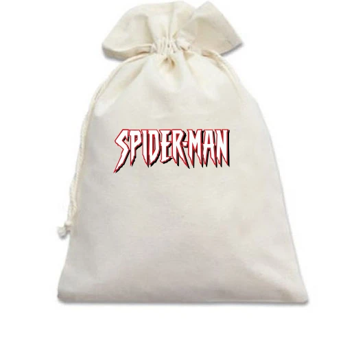 Подарочный мешочек, белый, с контурной надписью Spider-Man