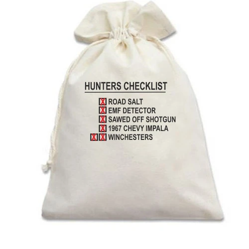 Подарочный мешочек, белый, с принтом "Hunters checklist"