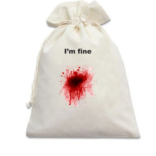 Подарочный мешочек, Белый, "I'm fine"