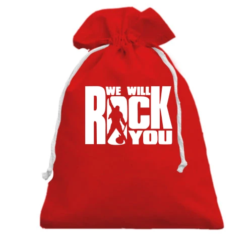 Подарочный мешочек, Красный, "We will rock you"
