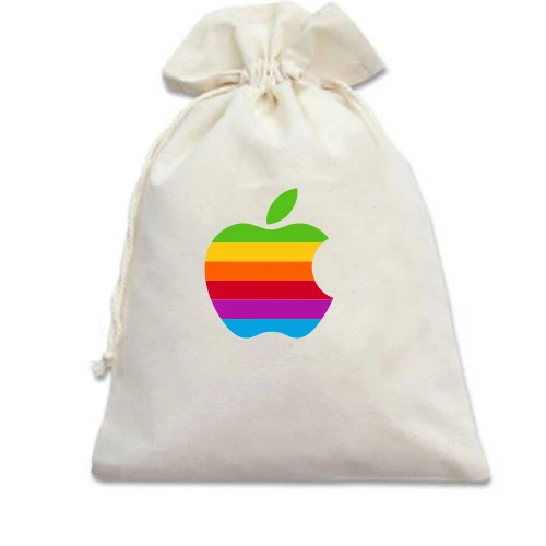 Подарочный мешочек, Белый, Apple (радуга)