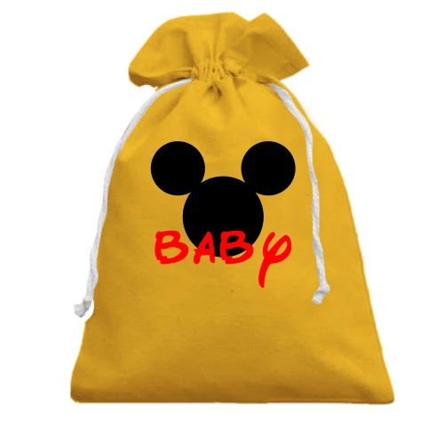 Подарочный мешочек, Желтый, с силуэтом Мики "Baby"