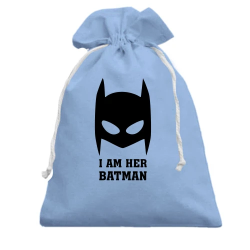 Подарочный мешочек, голубой, I am her batman