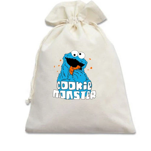 Подарочный мешочек, Голубой, Cookie monster ест печеньку