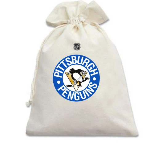 Подарочный мешочек, голубой, Pittsburgh Penguins с эмблемой в синем круге