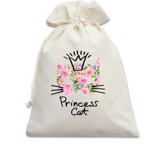 Подарунковий мішечок, Білий, Princess cat (з квітів)