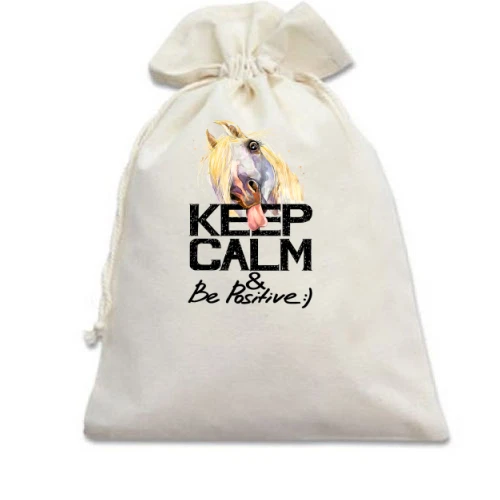 Подарочный мешочек с лошадью Keep calm and be positive