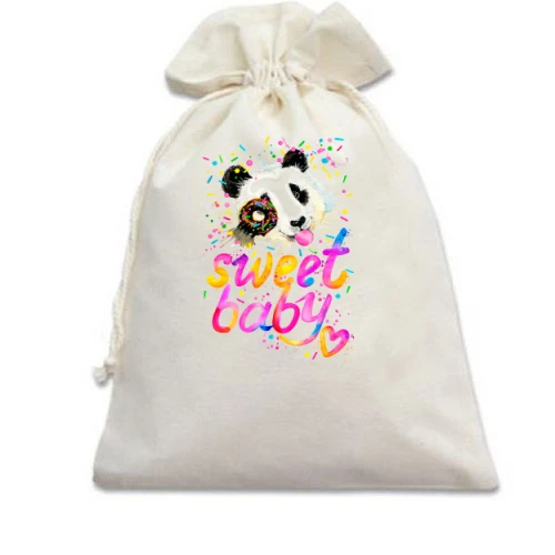 Подарочный мешочек, Белый, Sweet baby с пандой