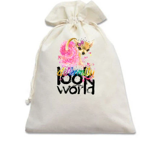 Подарунковий мішечок Look at the world differently з собачкою