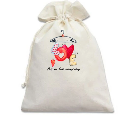 Подарунковий мішечок, Білий, Put on love every day