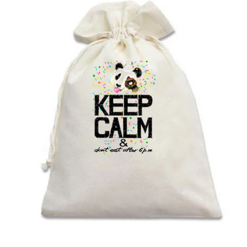 Подарочный мешочек Keep calm and don't eat after 6 pm с пандой