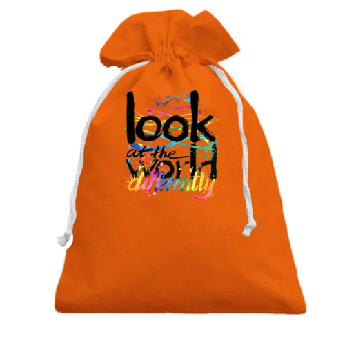 Подарочный мешочек, Оранжевый, Look at the world differentty