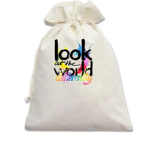 Подарунковий мішечок з плямами "Look at the world differentty"
