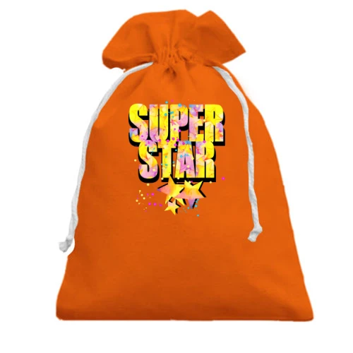 Подарочный мешочек, Красный, Super star (звёзды)