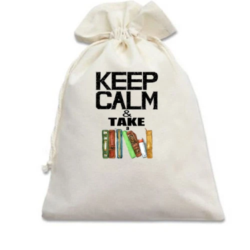 Подарочный мешочек Keep calm & take book