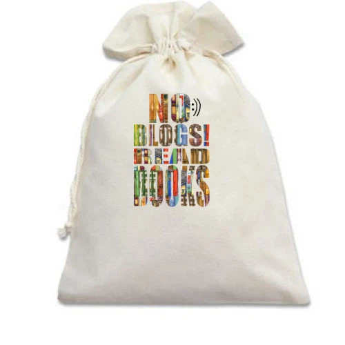Подарочный мешочек, Белый, No blogs! Read books (1)