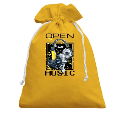 Подарочный мешочек, Желтый, с наушниками Open your music (1)