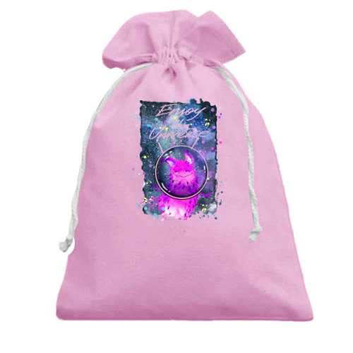 Подарочный мешочек с розовым монстром "enjoy the universe"