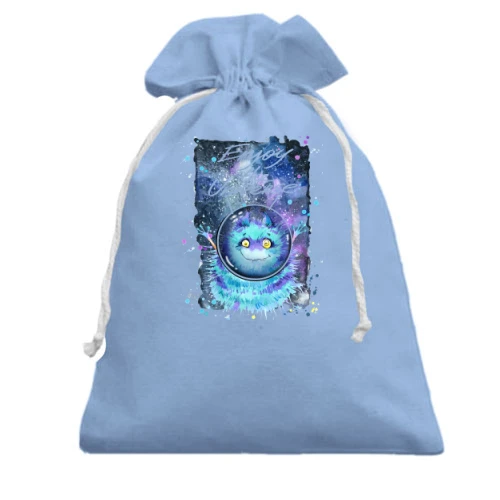 Подарочный мешочек с голубым монстром "enjoy the universe"