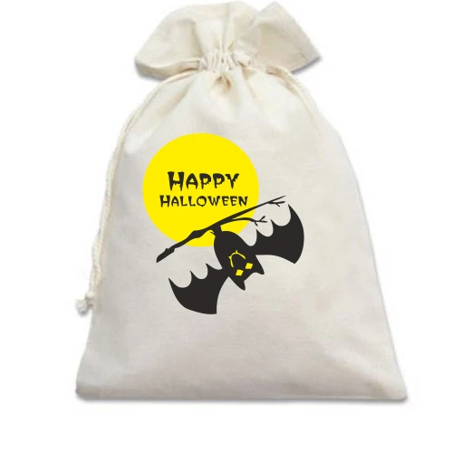 Подарунковий мішечок, Блакитний, Happy Halloween з кажаном