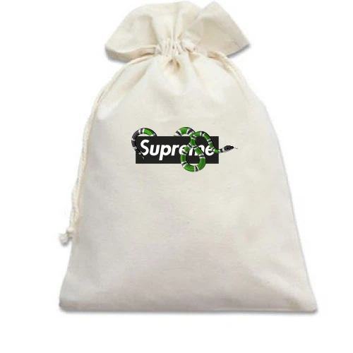Подарунковий мішечок, Білий, "Supreme" зі змією