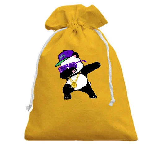 Подарочный мешочек, Желтый, Dabbing Gangsta Panda