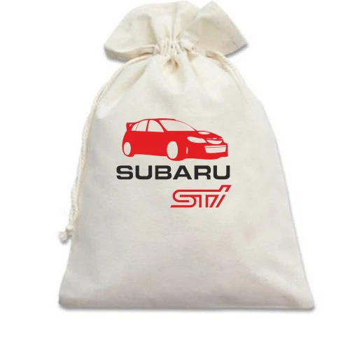 Подарочный мешочек, белый, Subaru sti (2)