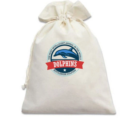 Подарочный мешочек, Голубой, Dolphins