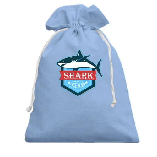 Подарочный мешочек, Белый, Shark king of the oceans